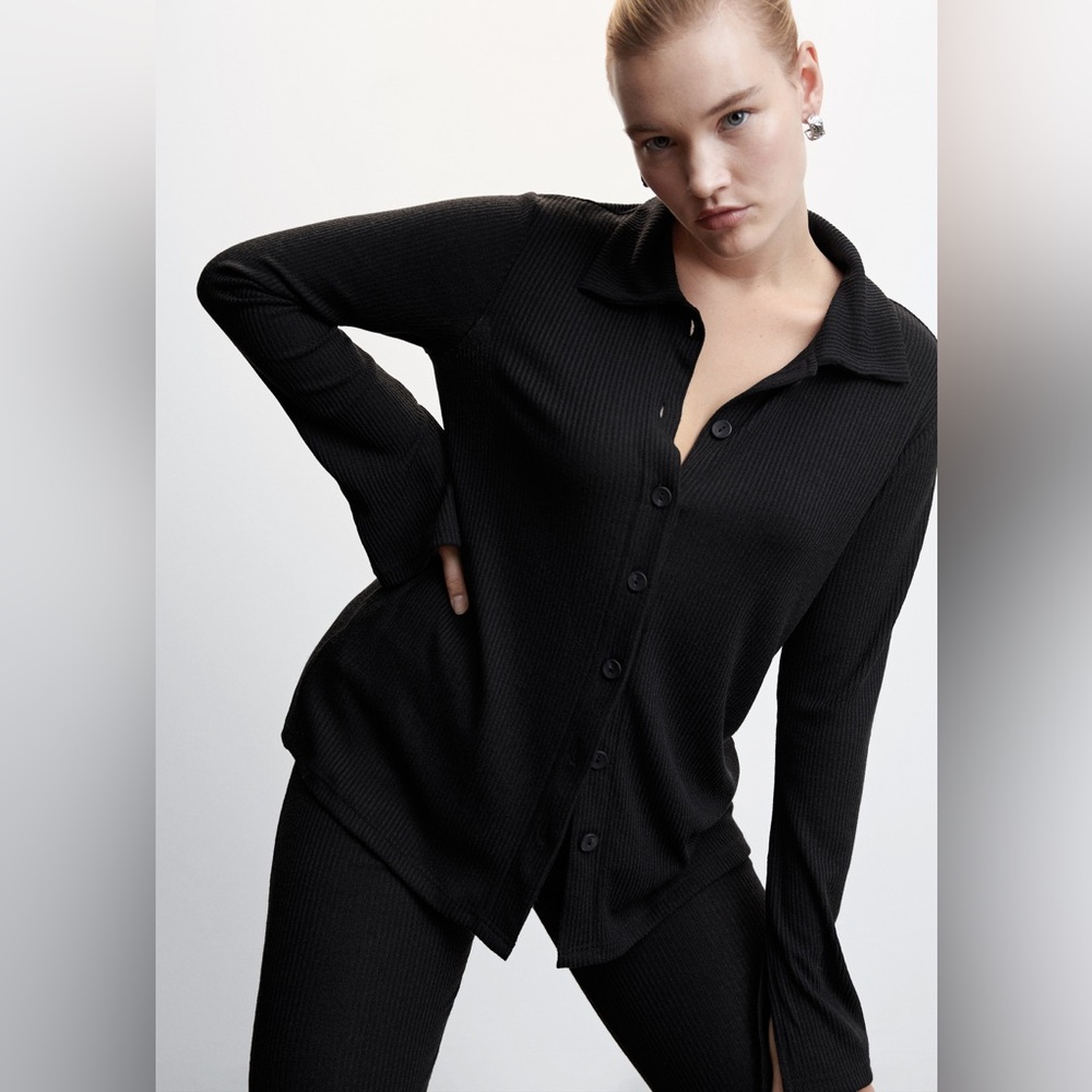 Mango Black ribbed button down - Picture 8 of 14